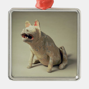 Early Chinese pottery seated dog, tomb Metal Ornament