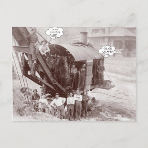 Early Construction Equipment Crane Operator n Crew Postcard