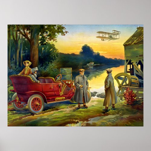 Early Days of the Automobile _ Vintage 1910 Poster