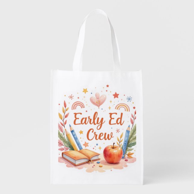 Early Ed Crew – Boho Preschool Teacher Team Design Grocery Bag (Front)