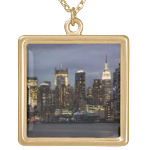 Early evening panoramic view of Manhattan Gold Plated Necklace
