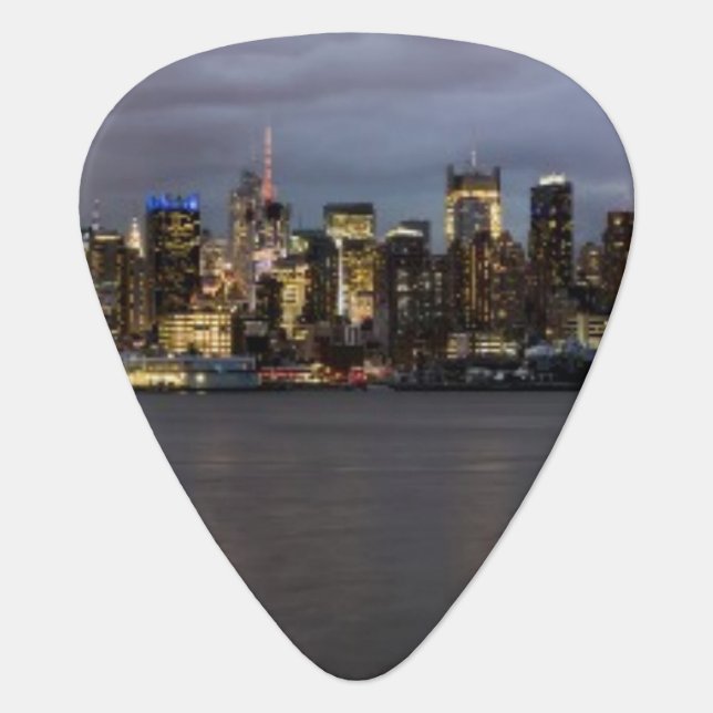 Early evening panoramic view of Manhattan Guitar Pick (Front)