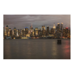 Early evening panoramic view of Manhattan Wood Wall Art