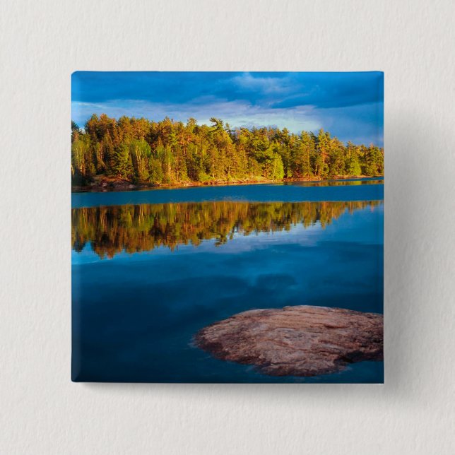 Early Evening reflections in the boundry waters Pinback Button (Front)