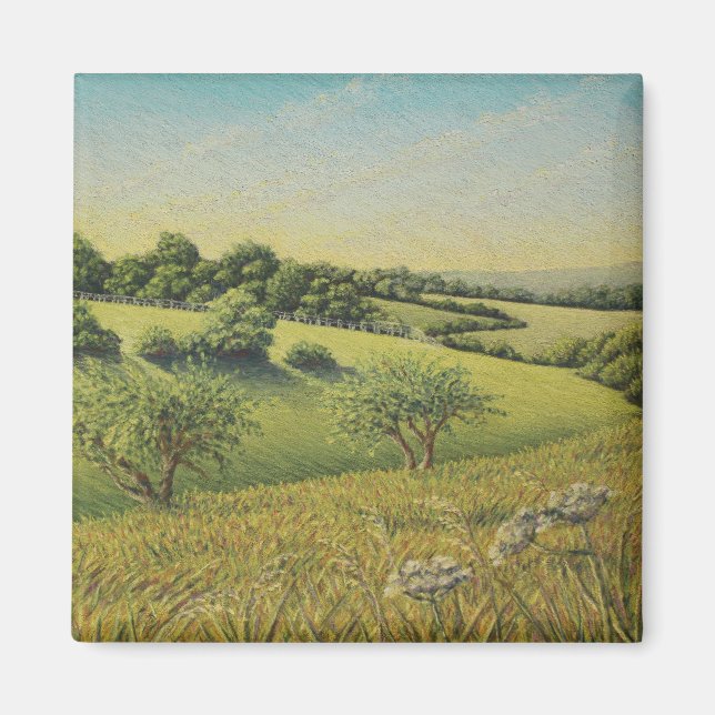 Early Evening Sun, Epsom Downs, Surrey Pastel Magnet (Front)