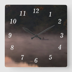 Early Foggy Fishing Wall Clock