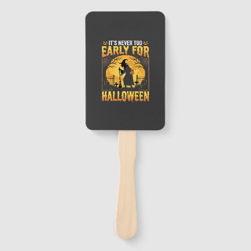 Early for Halloween Witch Graveyard Vintage Design Hand Fan