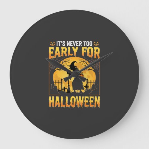 Early for Halloween Witch Graveyard Vintage Design Large Clock
