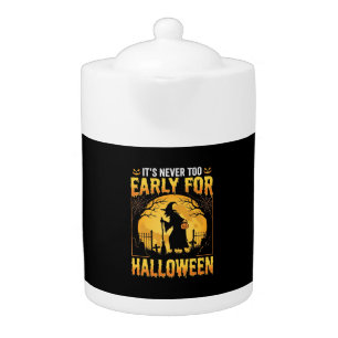 Early for Halloween Witch Graveyard Vintage Design Teapot