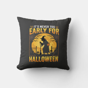 Early for Halloween Witch Graveyard Vintage Design Throw Pillow