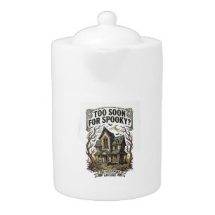 Early Halloween Shirt Vintage Haunted House Design Teapot