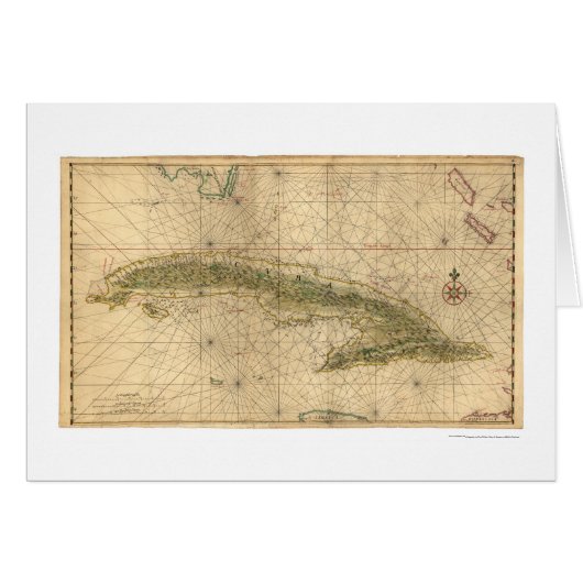 Early Island Of Cuba Map 1639 Cards (Front Horizontal)