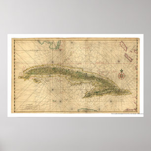 Early Island Of Cuba Map 1639 Poster