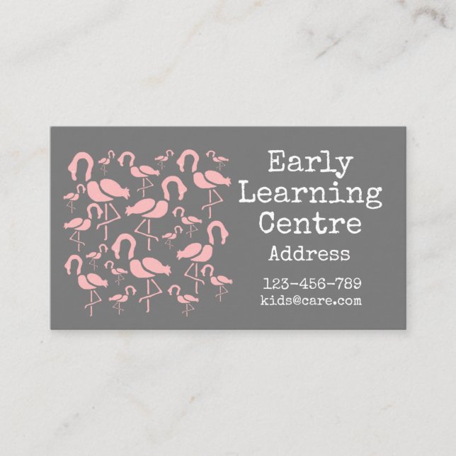 Early Learning Centre Daycare pink flamingo Business Card (Front)
