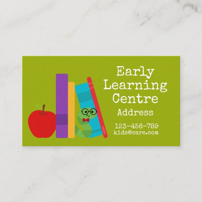 Early Learning Centre preschool business bookworm Business Card (Front)