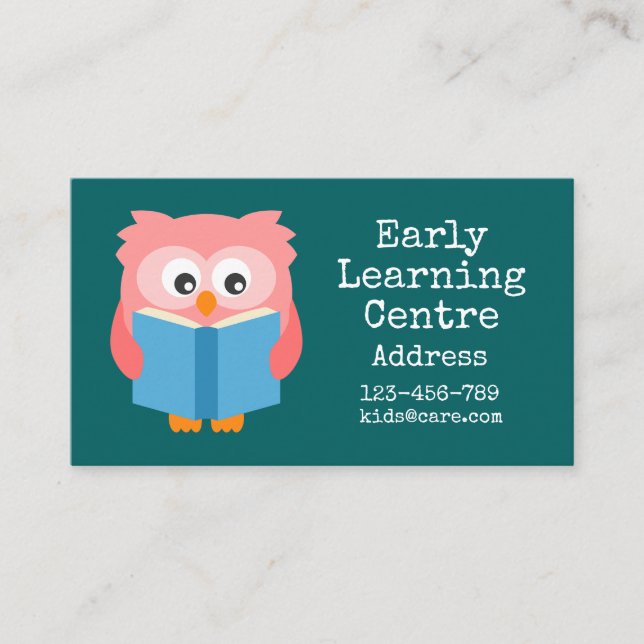 Early Learning Daycare colorful owl Business Card (Front)