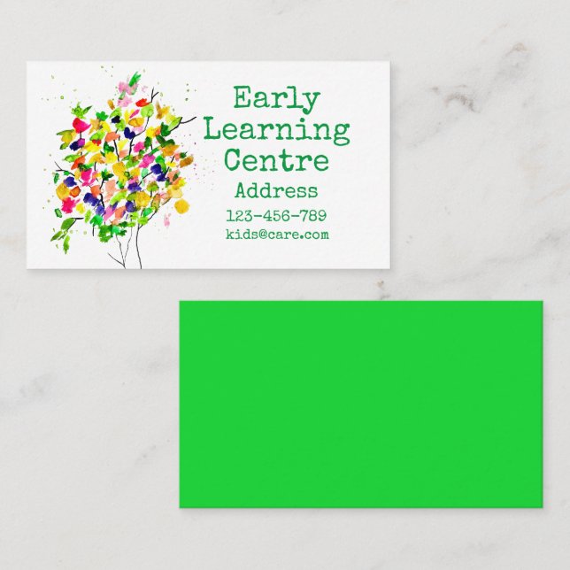Early Learning Daycare colorful tree Business Card (Front/Back)