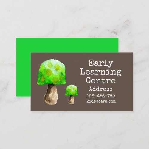 Early Learning Daycare cute mushroom Business Card
