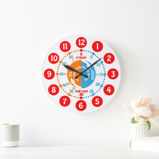 Early learning learn to tell time wall clock Zazzle