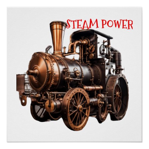 Early Locomotive Steam Engine Poster