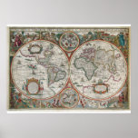 Early Map ,amazing Color And Painting , Poster at Zazzle