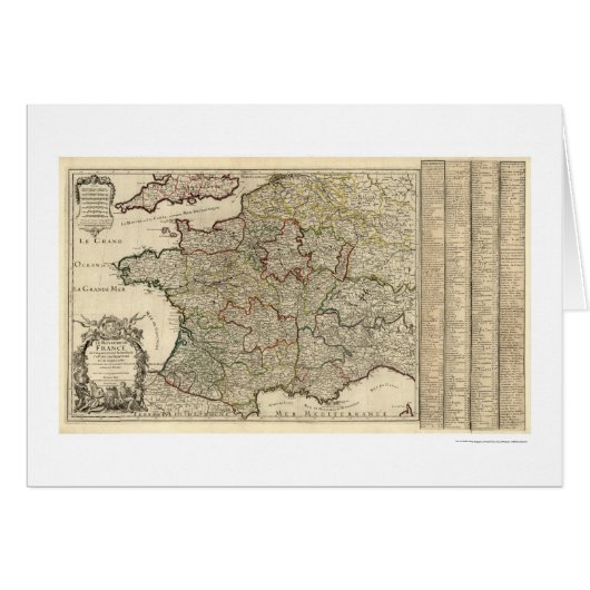 Early Map Of France 1700 Cards (Front Horizontal)