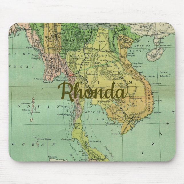 Early Map of Thailand Siam Mouse Pad (Front)