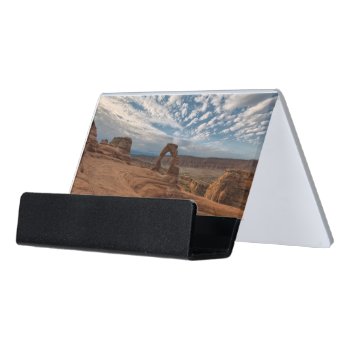 Early Morning At Delicate Arch Desk Business Card Holder by usdeserts at Zazzle