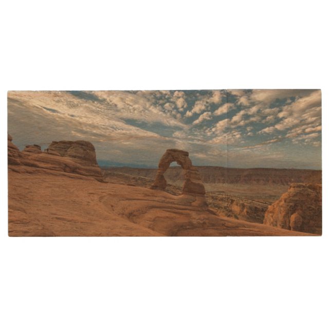 Early Morning at Delicate Arch Wood Flash Drive (Front)