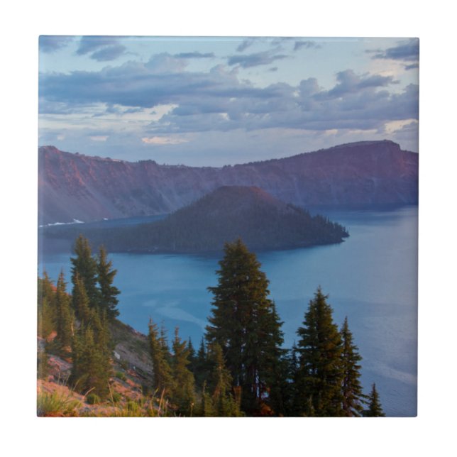 Early Morning, Crater Lake Ceramic Tile (Front)