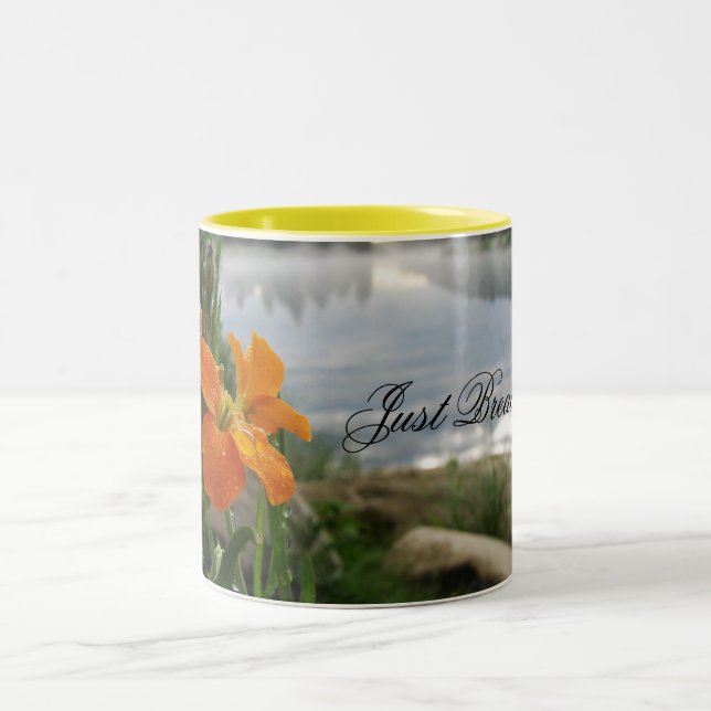 Early Morning Mist, Just Breathe Two-Tone Coffee Mug (Center)