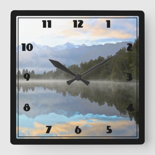 Early Morning Reflections Landscape Square Wall Clock