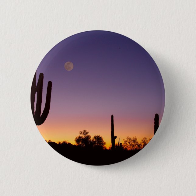 Early Morning Southwest Desert Moon Glow Button (Front)