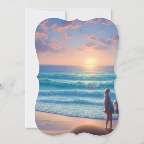 Early Morning Sunrise over a Beach  Gentle Wave Note Card