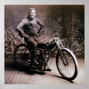 EARLY MOTORCYCLE PIONEER RAY WEISHAAR 1914 POSTER
