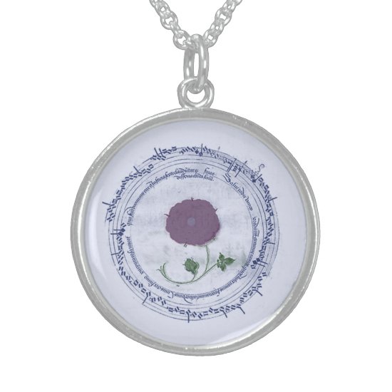 Early Music Manuscript Flower Sterling Silver Necklace