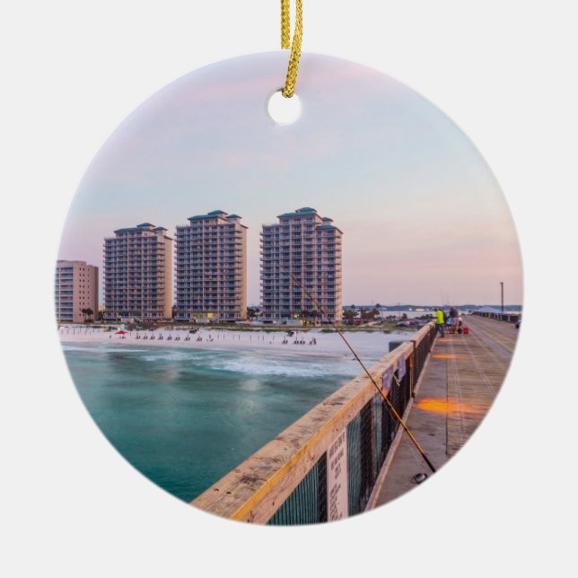 Early Navarre Beach Florida Fishing Ceramic Ornament (Front)