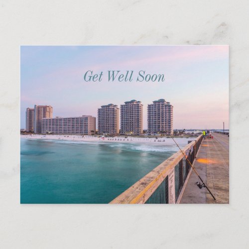 Early Navarre Beach Florida Fishing Get Well Soon Postcard