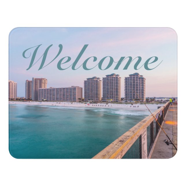 Early Navarre Beach Florida Fishing Welcome Door Sign (Contemporary Front)