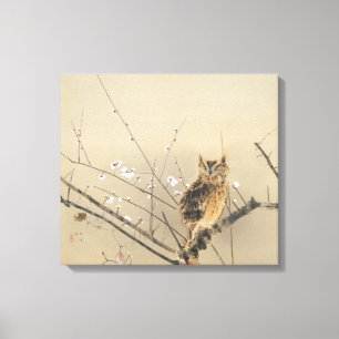 Early Plum Blossoms by Nishimura Goun, Owl Art Canvas Print
