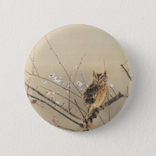 Early Plum Blossoms by Nishimura Goun Vintage Owl Button