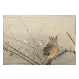 Early Plum Blossoms by Nishimura Goun, Vintage Owl Cloth Placemat