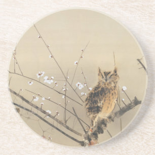 Early Plum Blossoms by Nishimura Goun, Vintage Owl Coaster