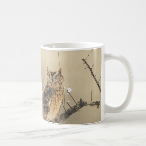 Early Plum Blossoms by Nishimura Goun Vintage Owl Coffee Mug