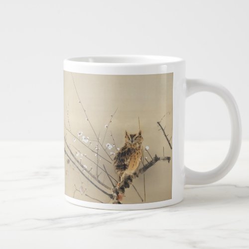 Early Plum Blossoms by Nishimura Goun Vintage Owl Large Coffee Mug