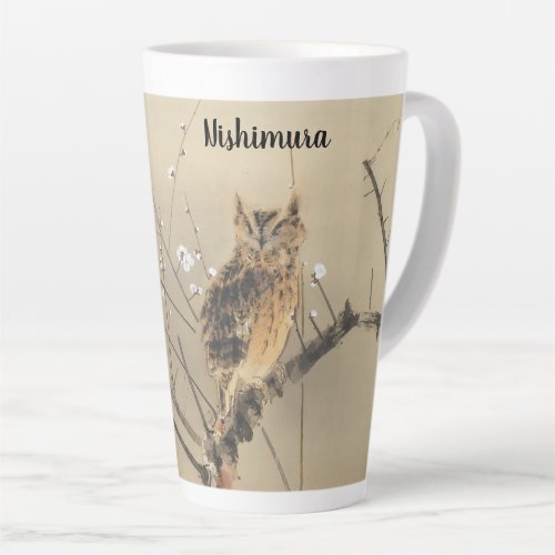 Early Plum Blossoms by Nishimura Goun Vintage Owl Latte Mug