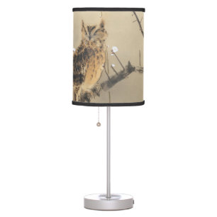 Early Plum Blossoms by Nishimura Goun, Vintage Owl Table Lamp