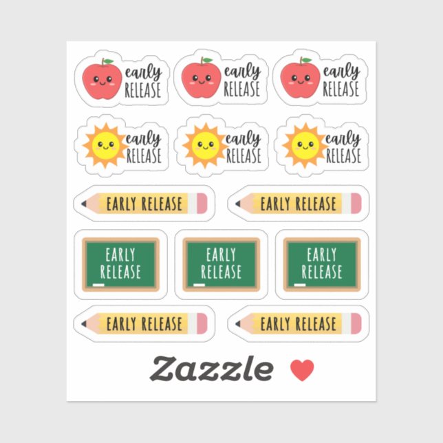 Early Release School Teacher Student Calendar  Sticker (Sheet)