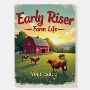 Early Riser Retro Farm Barn Scene Foam Board