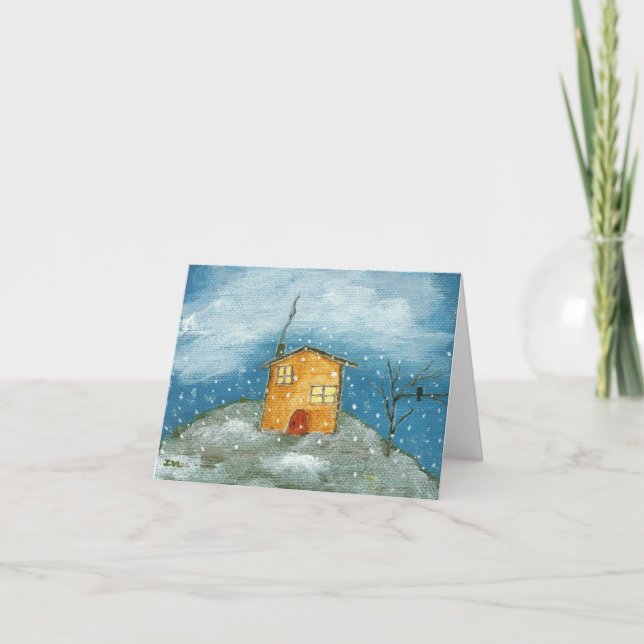 Early Snow Storm Original Art Greeting Note Card (Front)
